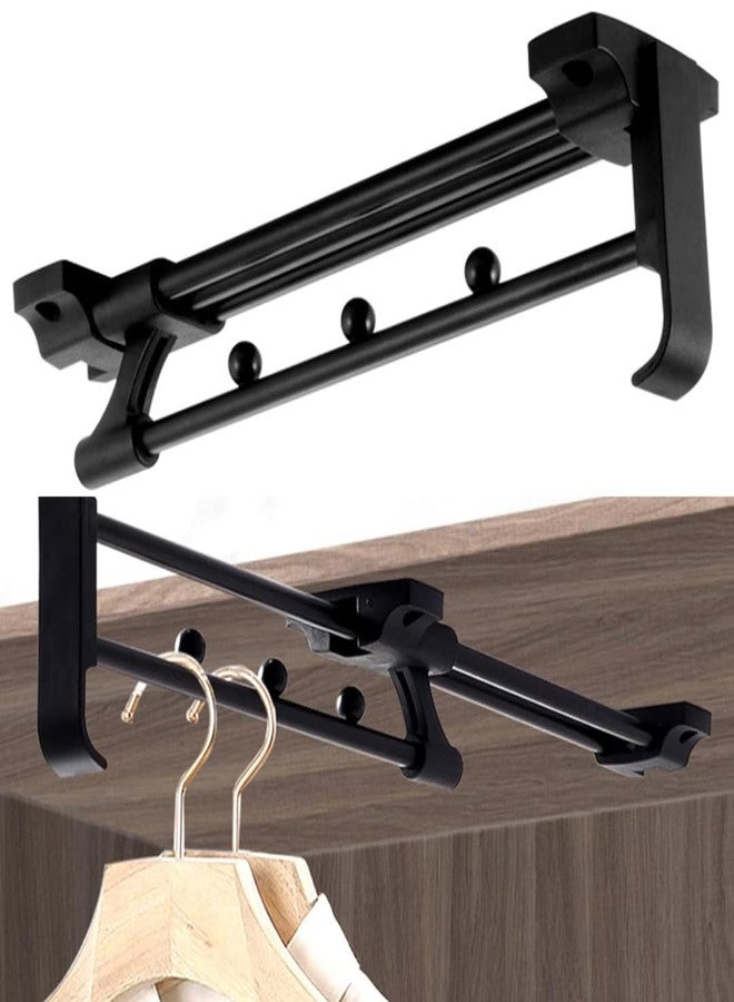 DEEGAA MART DEEGAAMART 40cm Sliding Pull Out Wardrobe Rail Top-Mounted Closet Clothes Hanger Rack with Separation Beads, 16" Metal Rack, Black, Adjustable Pull Out Closet Rod (1 Pc) (Model 4, 16 Inch) - Image 1